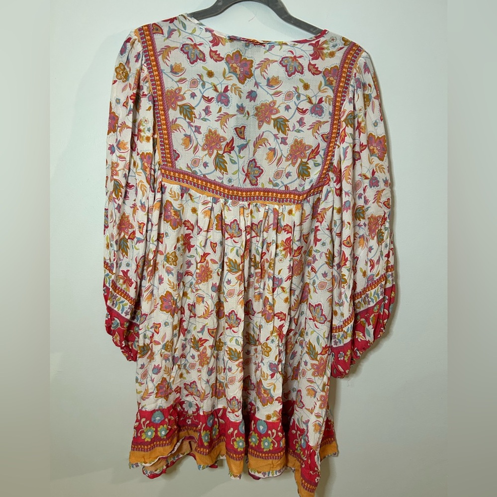 NWT Rachel Zoe Orange Cream Floral Boho Bohemian Tunic w Sailor Collar sz 2X - Picture 2 of 14